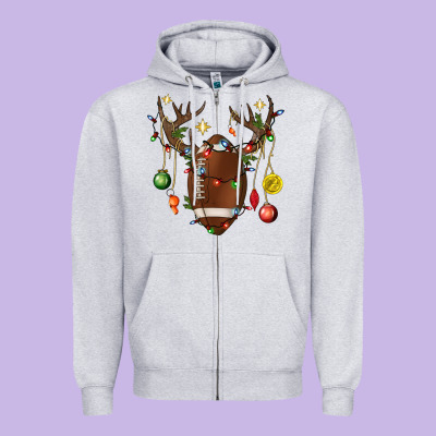 American Football Horn Christmas Zipper Hoodie Designed By Bundleandbundleshop