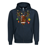 Navy American Football Horn Christmas Zipper Hoodie - BundleAndBundleShop