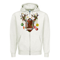 Oatmeal Heather American Football Horn Christmas Zipper Hoodie - BundleAndBundleShop