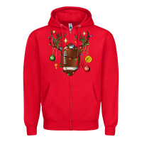 Red American Football Horn Christmas Zipper Hoodie - BundleAndBundleShop