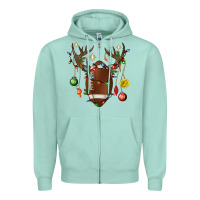 Seafoam American Football Horn Christmas Zipper Hoodie - BundleAndBundleShop