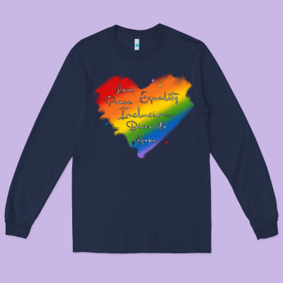 Kindness Equality Peace Love Inclusion Diversity H Long Sleeve Tee Designed By Maliassmallbusiness