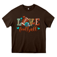 Chocolate Brown love football Heavy Core Tee - Zillion Design Studio