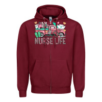 Burgundy Nurse Life Truck Zipper Hoodie - BundleAndBundleShop