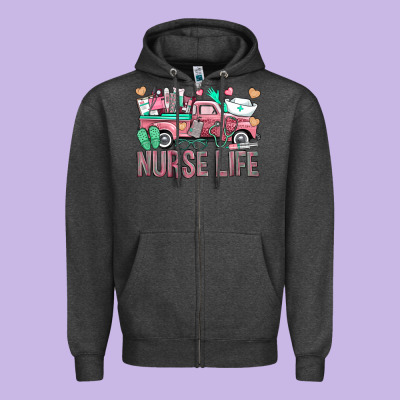 Nurse Life Truck Zipper Hoodie Designed By Bundleandbundleshop
