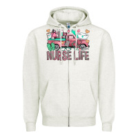 Oatmeal Heather Nurse Life Truck Zipper Hoodie - BundleAndBundleShop