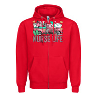 Red Nurse Life Truck Zipper Hoodie - BundleAndBundleShop