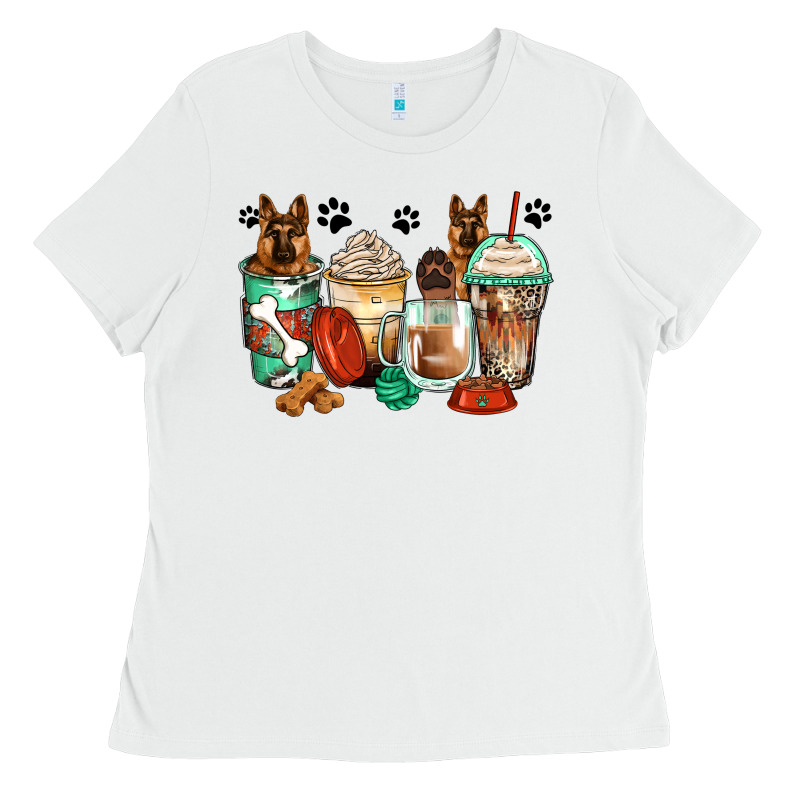 German Shepherds Coffee Cups Ladies Tee by Zillion Design Studio | Teevron