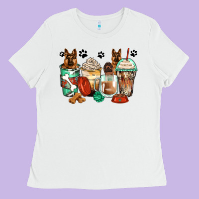 German Shepherds Coffee Cups Ladies Tee Designed By Zillion Design Studio