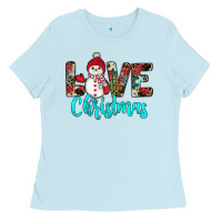 Baby Blue love christmas snowman Ladies Tee - JahusDesignShop