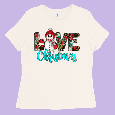 Love Christmas Snowman Ladies Tee Designed By Jahusdesignshop