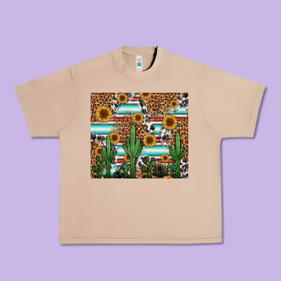Western Cactus And Sunflowers Urban Heavy Tee Designed By Jasminsmagicworld
