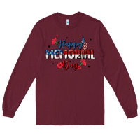 Burgundy happy memorial day Long Sleeve Tee - MaliasSmallBusiness
