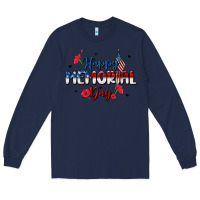 Navy happy memorial day Long Sleeve Tee - MaliasSmallBusiness