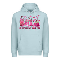 Blue Mist In October We Wear Pink with Breast Cancer Coffee Premium Hoodie - texasbilliewilder
