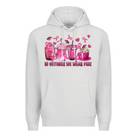 Dove Grey In October We Wear Pink with Breast Cancer Coffee Premium Hoodie - texasbilliewilder