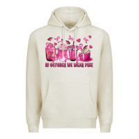 Oatmeal Heather In October We Wear Pink with Breast Cancer Coffee Premium Hoodie - texasbilliewilder