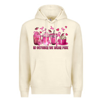 Sandshell In October We Wear Pink with Breast Cancer Coffee Premium Hoodie - texasbilliewilder