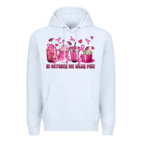 White In October We Wear Pink with Breast Cancer Coffee Premium Hoodie - texasbilliewilder