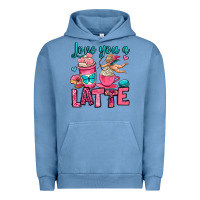 Pigment Pebble Blue love you a latte Urban Hoodie - OliviaCreatesArt
