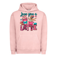 Pigment Salmon love you a latte Urban Hoodie - OliviaCreatesArt