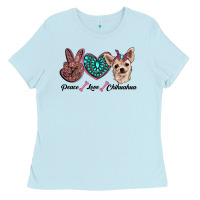 Baby Blue peace love chihuahua Ladies Tee - RanaPortraitStore