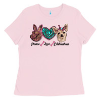 Bubblegum Pink peace love chihuahua Ladies Tee - RanaPortraitStore
