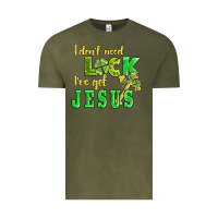 Vintage Olive i dont need luck i have got jesus Vintage Tee - AdoDesignShop