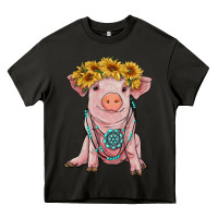 Asphalt sunflower pig with gemstone Heavy Core Tee - RanaPortraitStore