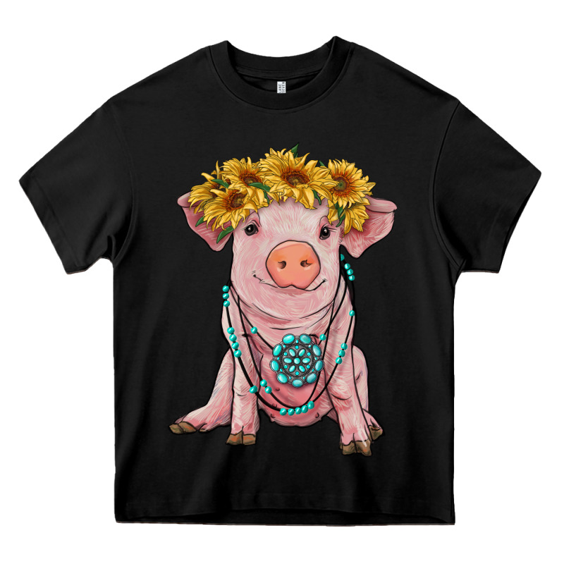Sunflower Pig With Gemstone Heavy Core Tee by RanaPortraitStore | Teevron