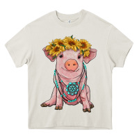 Cream sunflower pig with gemstone Heavy Core Tee - RanaPortraitStore