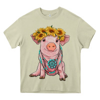Mossy sunflower pig with gemstone Heavy Core Tee - RanaPortraitStore