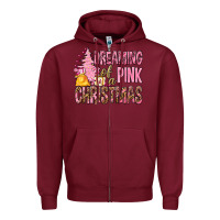 Burgundy Dreaming Of A Pink Christmas Zipper Hoodie - BundleAndBundleShop