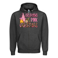 Charcoal Heather Dreaming Of A Pink Christmas Zipper Hoodie - BundleAndBundleShop