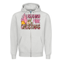 Dove Grey Dreaming Of A Pink Christmas Zipper Hoodie - BundleAndBundleShop
