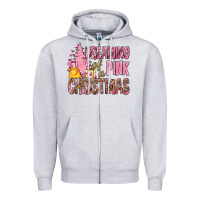 Heather Grey Dreaming Of A Pink Christmas Zipper Hoodie - BundleAndBundleShop