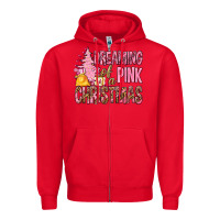 Red Dreaming Of A Pink Christmas Zipper Hoodie - BundleAndBundleShop