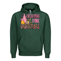Sports Green Dreaming Of A Pink Christmas Zipper Hoodie - BundleAndBundleShop