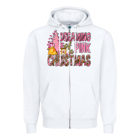 White Dreaming Of A Pink Christmas Zipper Hoodie - BundleAndBundleShop