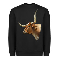 Black Texas Longhorn Cow Face Heavyweight Sweatshirt - LillyAllenDesigns