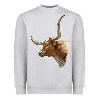 Heather Grey Texas Longhorn Cow Face Heavyweight Sweatshirt - LillyAllenDesigns