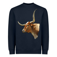 Navy Texas Longhorn Cow Face Heavyweight Sweatshirt - LillyAllenDesigns