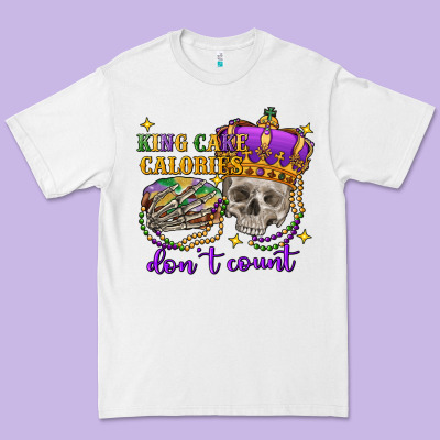 King Cake Calories Don't Count Skull Premium Tee Designed By Fadigitalartstudio