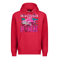 Cardinal In October We Wear Pink Truck Premium Hoodie - texasbilliewilder