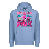 Colony Blue In October We Wear Pink Truck Premium Hoodie - texasbilliewilder