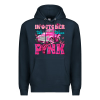 Navy In October We Wear Pink Truck Premium Hoodie - texasbilliewilder