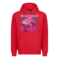 Red In October We Wear Pink Truck Premium Hoodie - texasbilliewilder