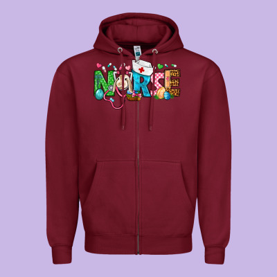 Easter Nurse Zipper Hoodie Designed By Bundleandbundleshop