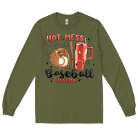 Army Green hot mess always stressed baseball mama stanley cup Long Sleeve Tee - MaliasSmallBusiness
