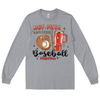 Heather Grey hot mess always stressed baseball mama stanley cup Long Sleeve Tee - MaliasSmallBusiness
